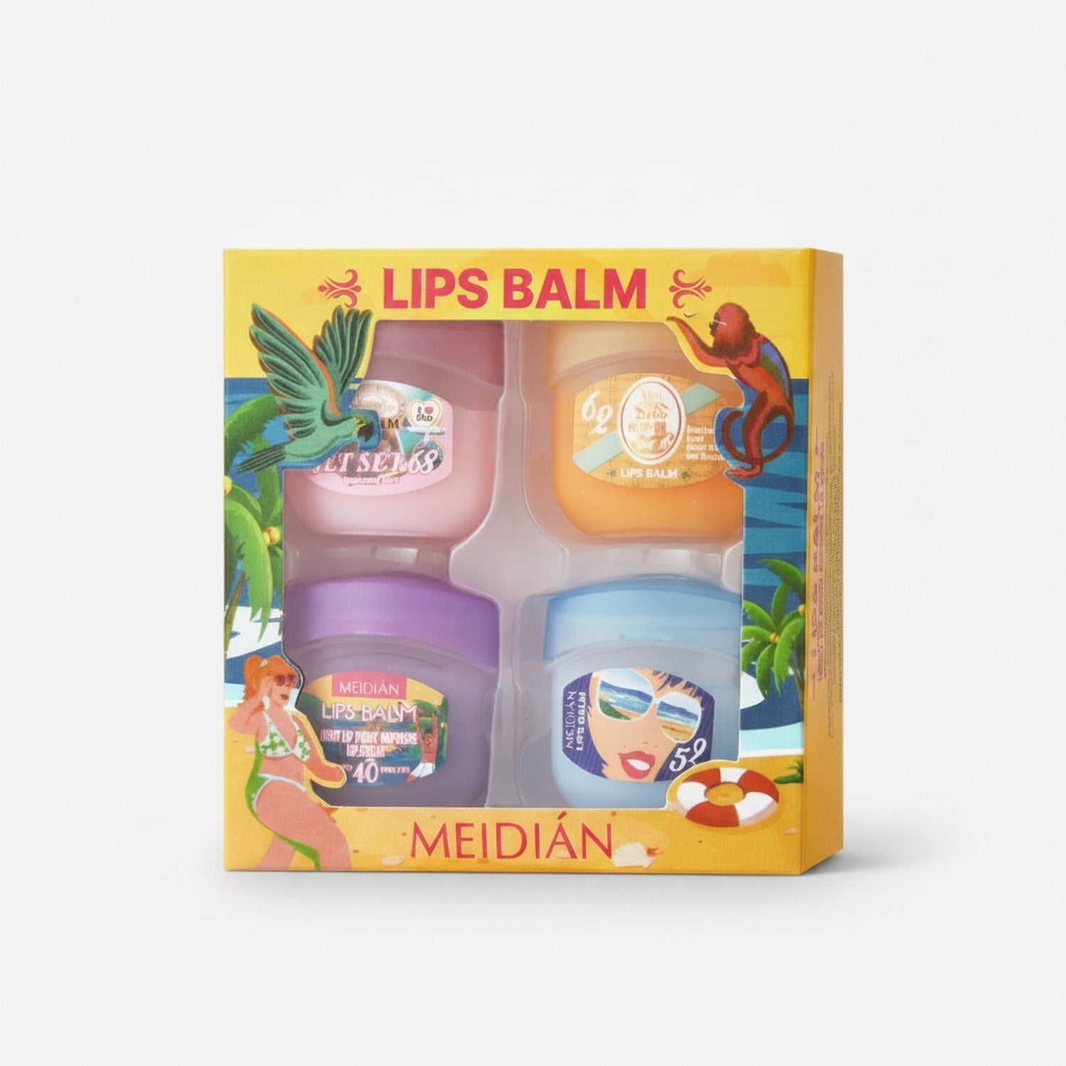 Tropical Lips Balm Set Four-Pack Rainbow Colors