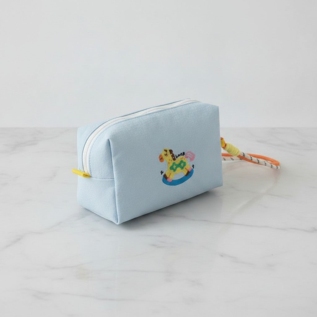 Rocking Horse Cosmetic Bag With Charm - Blue – bags & wallets (view 3)