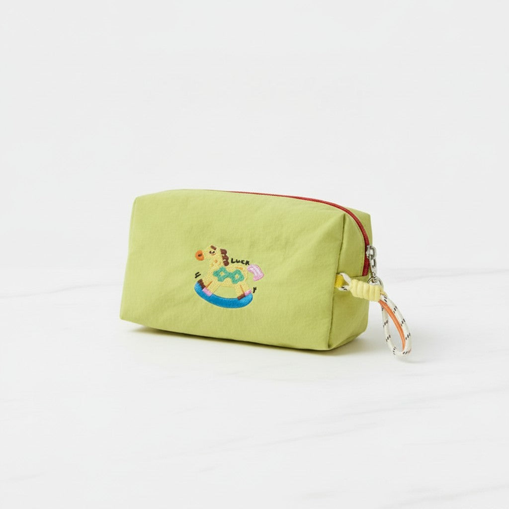 Rocking Horse Cosmetic Bag With Charm - Green – bags & wallets (view 3)