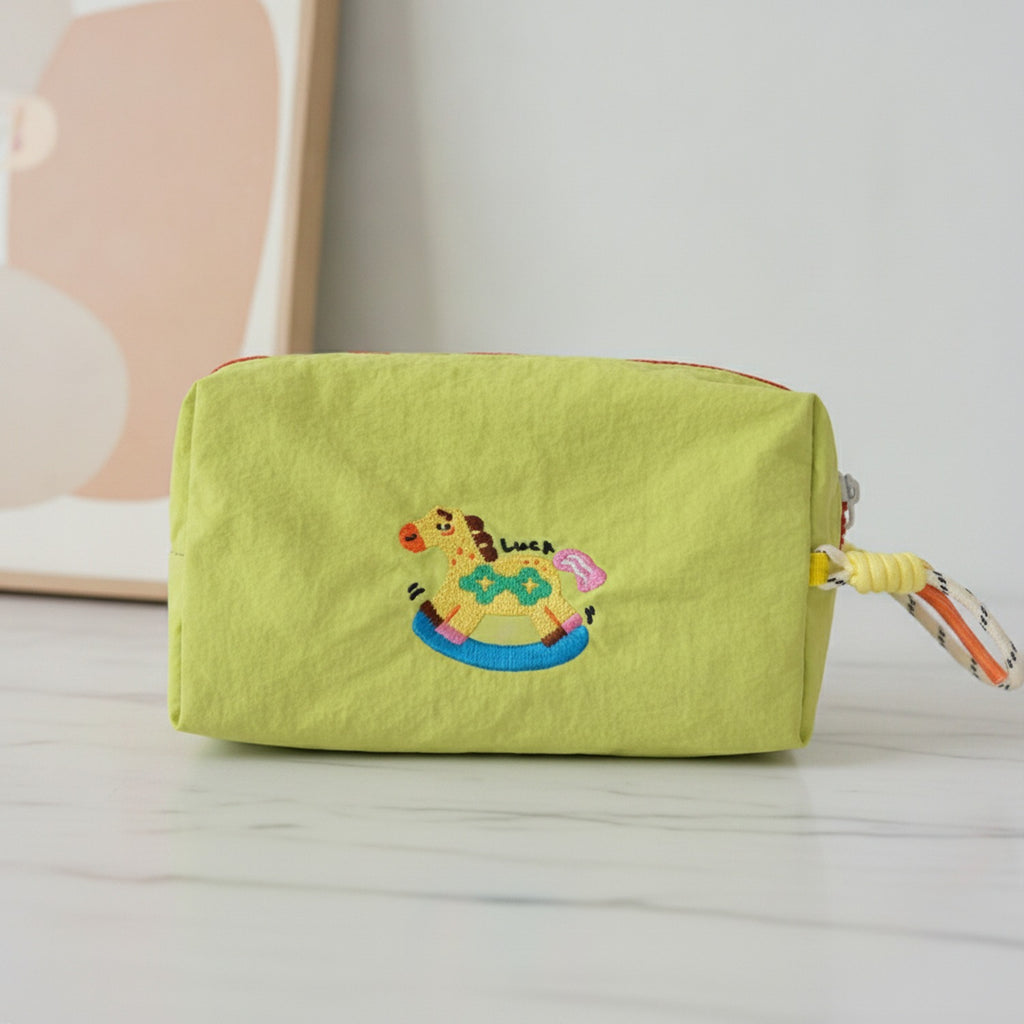 Rocking Horse Cosmetic Bag With Charm - Green – bags & wallets (view 2)