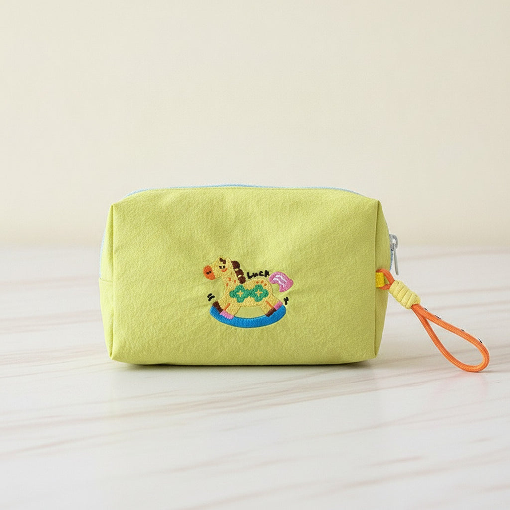 Rocking Horse Cosmetic Bag With Charm - Yellow