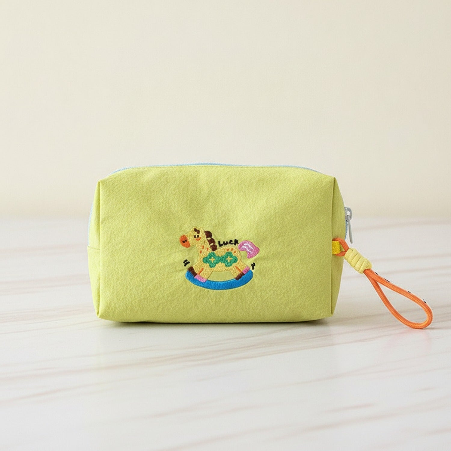 Rocking Horse Cosmetic Bag With Charm - Yellow