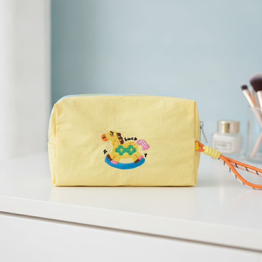 Rocking Horse Cosmetic Bag With Charm - Yellow