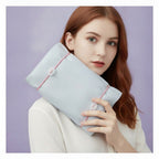 Canvas Cosmetic Bag With Ribbon Tie - Sea Salt Blue