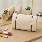 Canvas Cosmetic Bag With Ribbon Tie - Cream White – bags & wallets (view 3)
