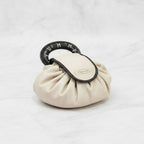 Pleated Cosmetic Bag with Roman Numeral Mirror - Cream White – bags & wallets (view 3)