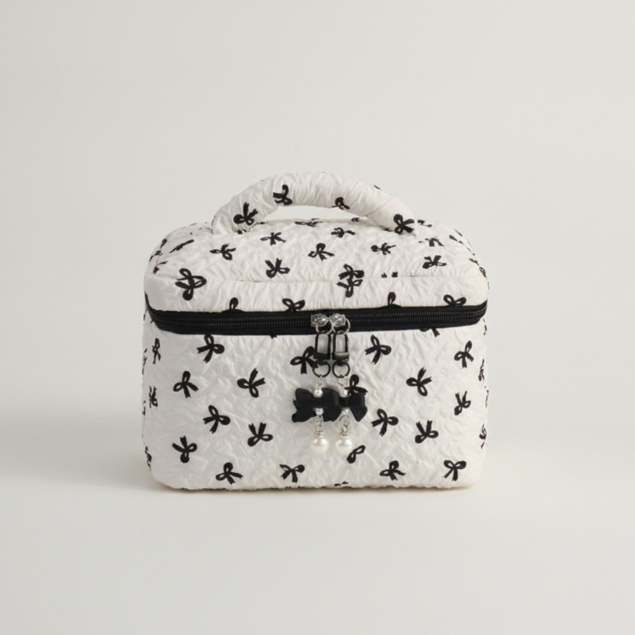 Quilted Bow Barrel Cosmetic Bag – bags & wallets (view 2)