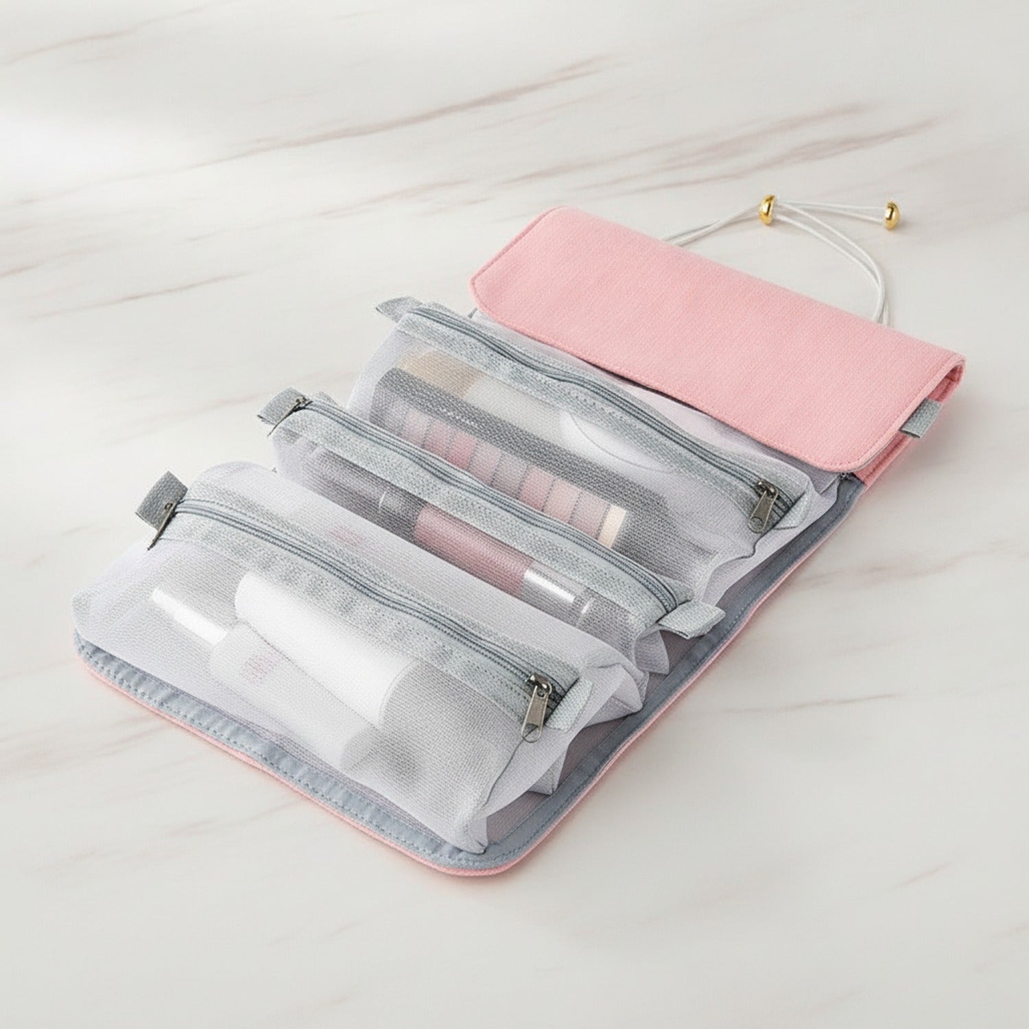 Hanging Cosmetic Organizer Bag Compartments - Sea Blue