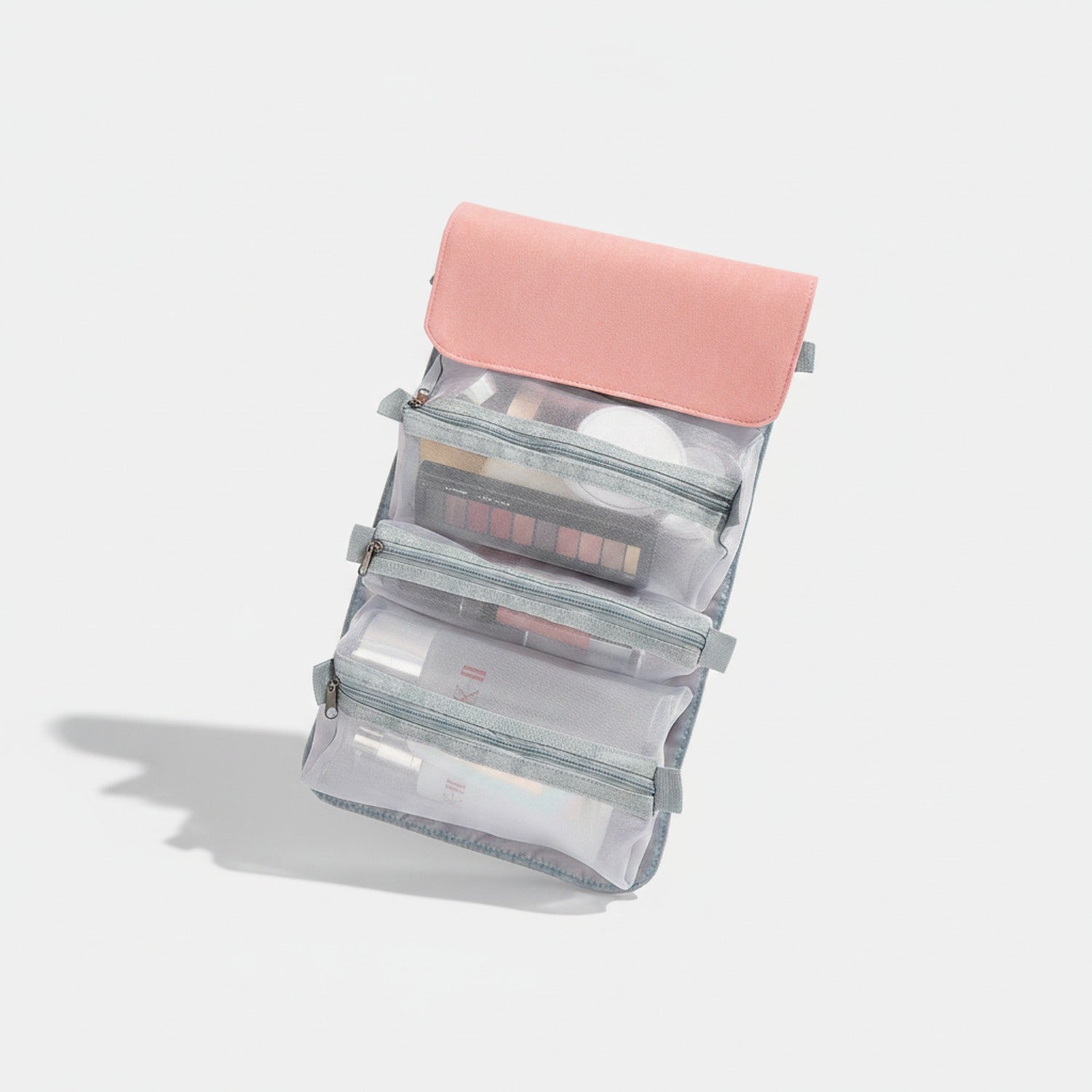 Hanging Cosmetic Organizer Bag Compartments - Pink – bags & wallets (view 1)
