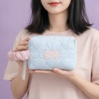 Quilted Cosmetic Bag With Scrunchie - Blue Large – bags & wallets (view 2)