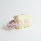 Quilted Cosmetic Bag With Scrunchie - Yellow Large – bags & wallets (view 1)