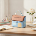 Blue Cosmetic Bag With Pearl Handle Details – bags & wallets (view 2)