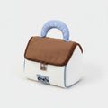 Quilted Cream & Brown Cosmetic Bag with Blue Handle – bags & wallets (view 1)