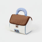 Quilted Cream & Brown Cosmetic Bag with Blue Handle – bags & wallets (view 1)