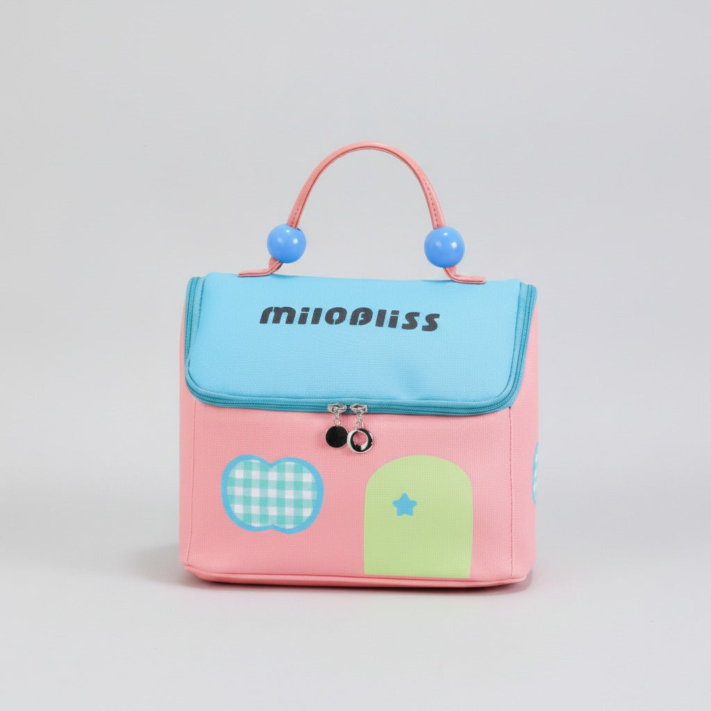 Cute Pink Toiletry Bag With Blue Beaded Handles – bags & wallets (view 1)