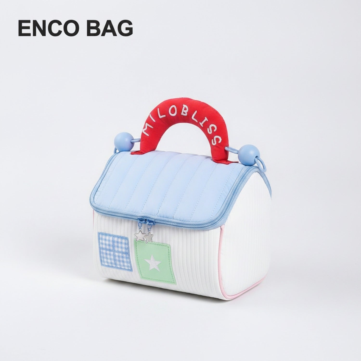 Cute Pink Toiletry Bag With Blue Beaded Handles
