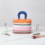 Layered Cosmetic Case With Handle - Orange
