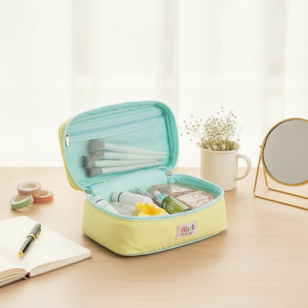 Cosmetic Bag With Flower Charm - Yellow – bags & wallets (view 2)