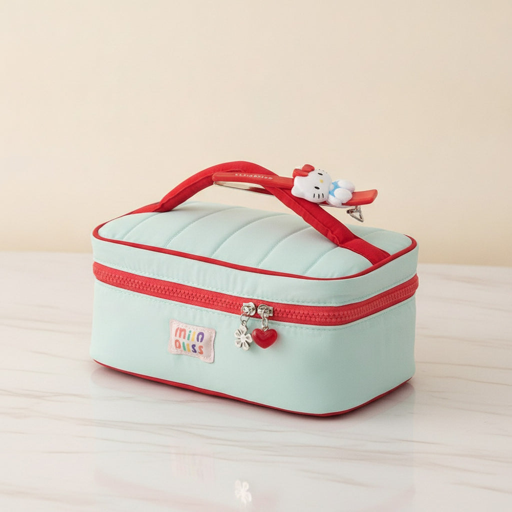 Cosmetic Bag With Flower Charm - Yellow