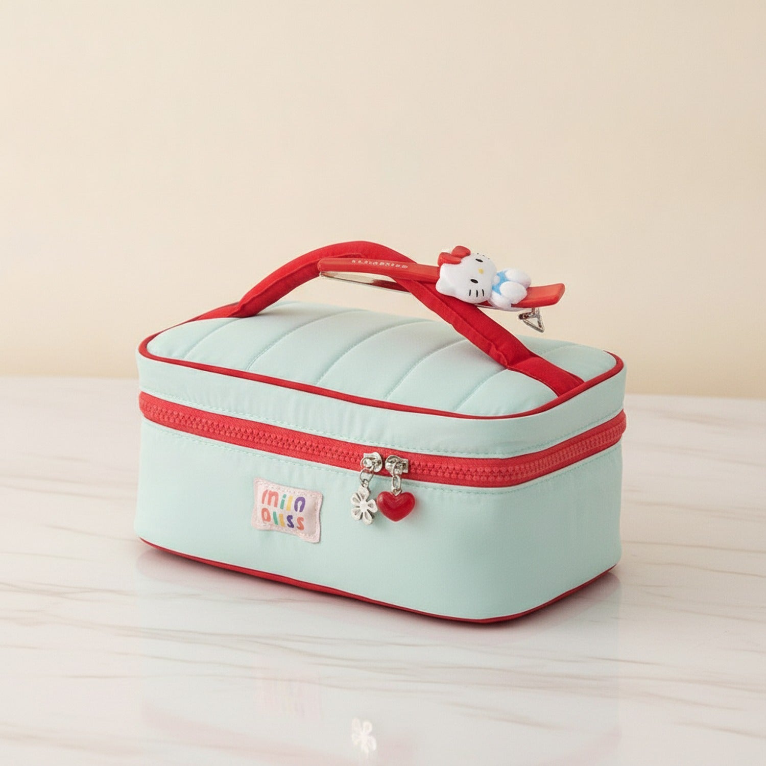 Cosmetic Bag With Flower Charm - Yellow