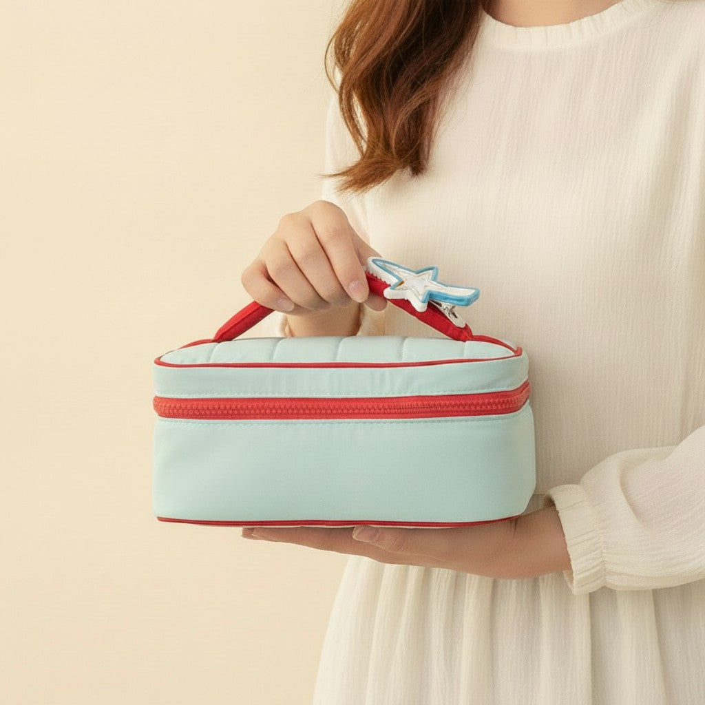 Cosmetic Bag With Flower Charm - Yellow
