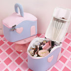 Heart Cosmetic Case With Mirror - Blue Little House – bags & wallets (view 2)