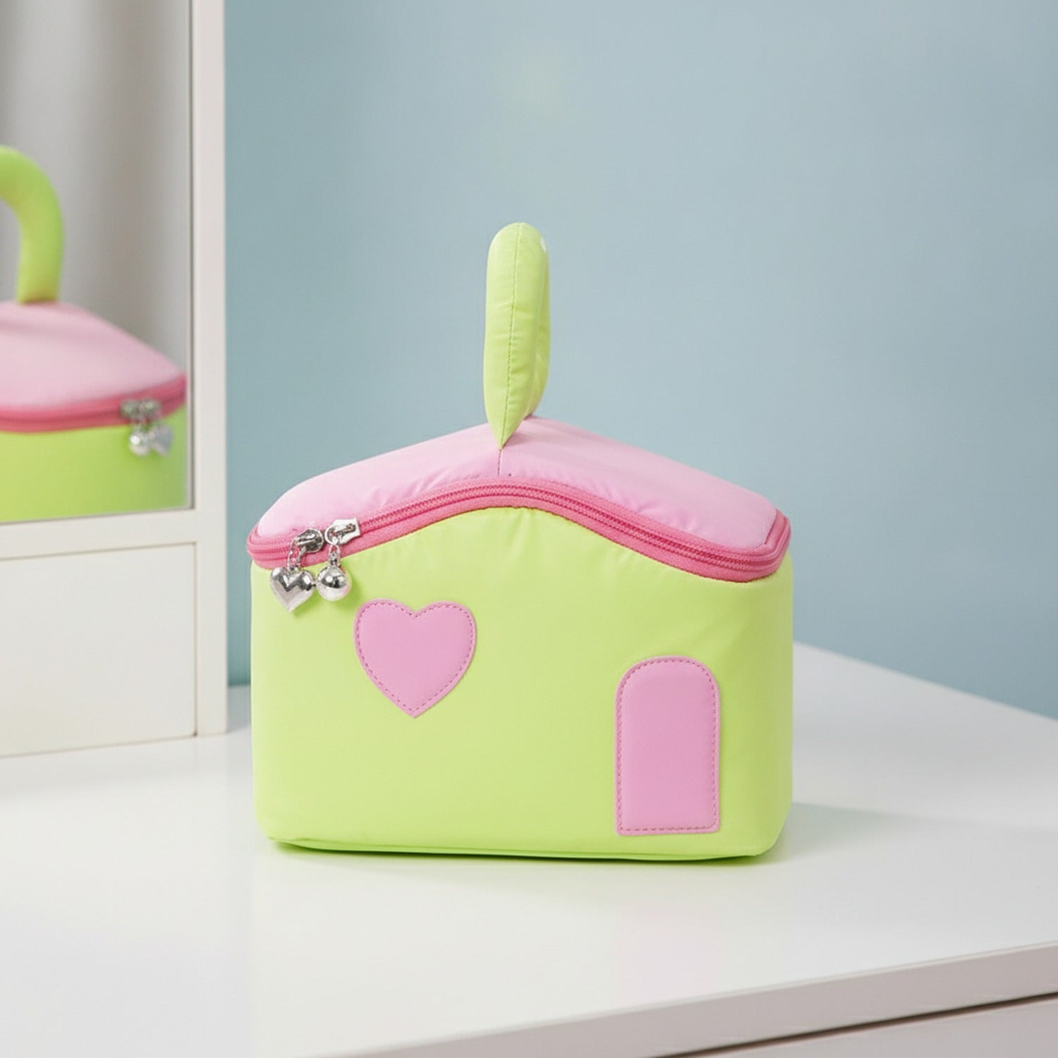 Heart Cosmetic Case With Mirror - Green House