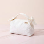 Quilted Cream Cosmetic Bag With Bow Handles – bags & wallets (view 2)