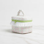 Cosmetic Bag With Ruffle Trim - Pink Green Plaid – bags & wallets (view 3)