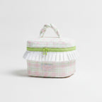 Cosmetic Bag With Ruffle Trim - Pink Green Plaid – bags & wallets (view 1)