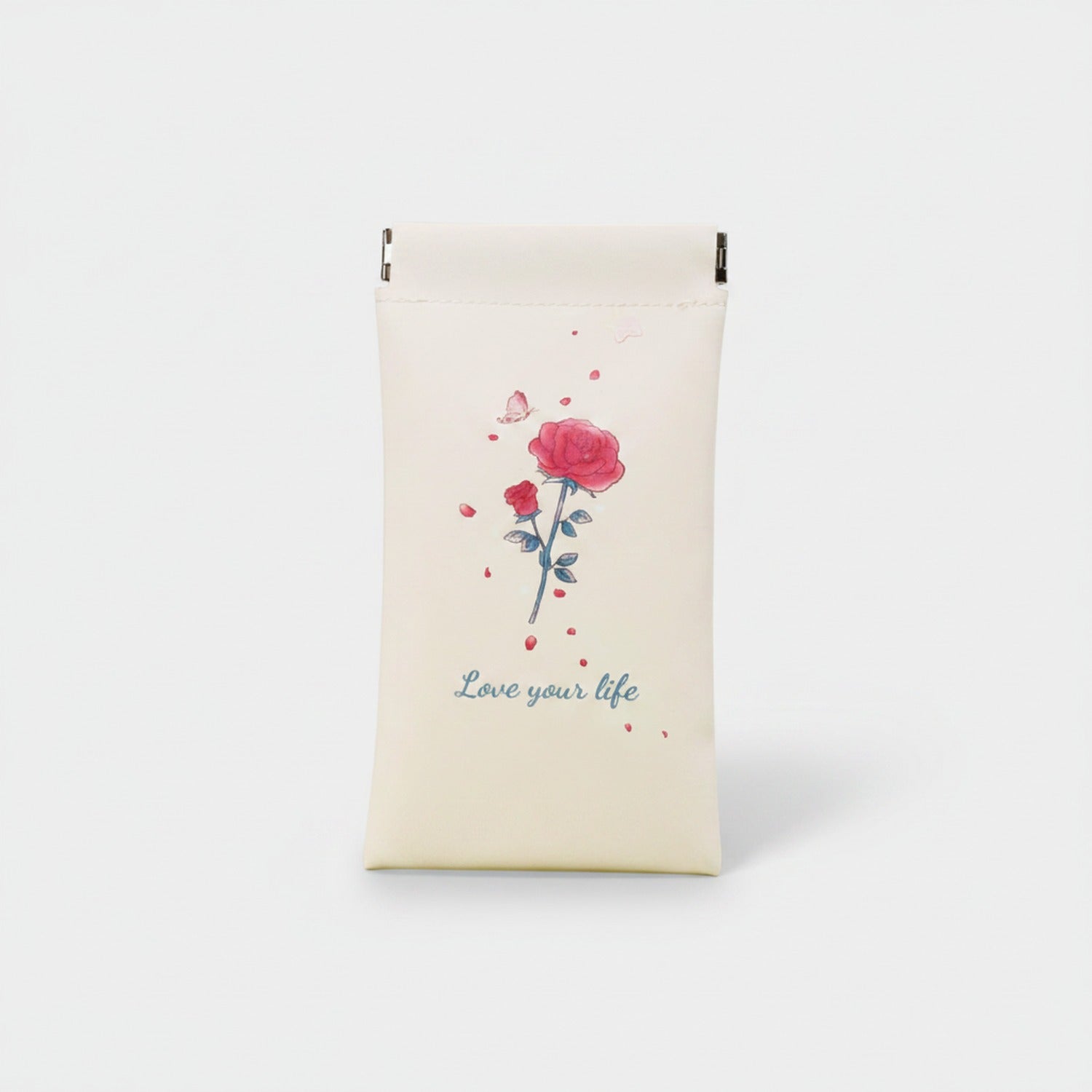 Rose Flower Cream Cosmetic Pouch