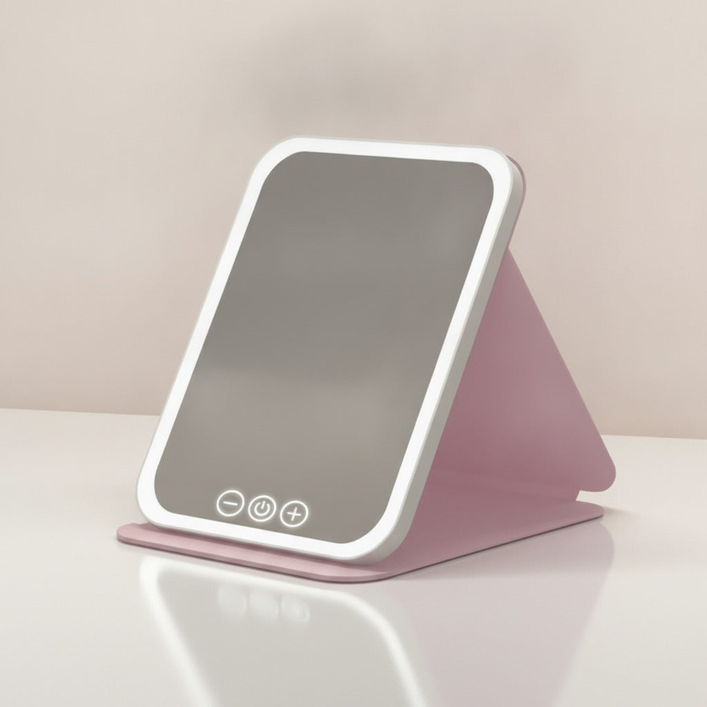 Rechargeable Foldable LED Three-Color Makeup Mirror – Korean beauty tool (view 2)