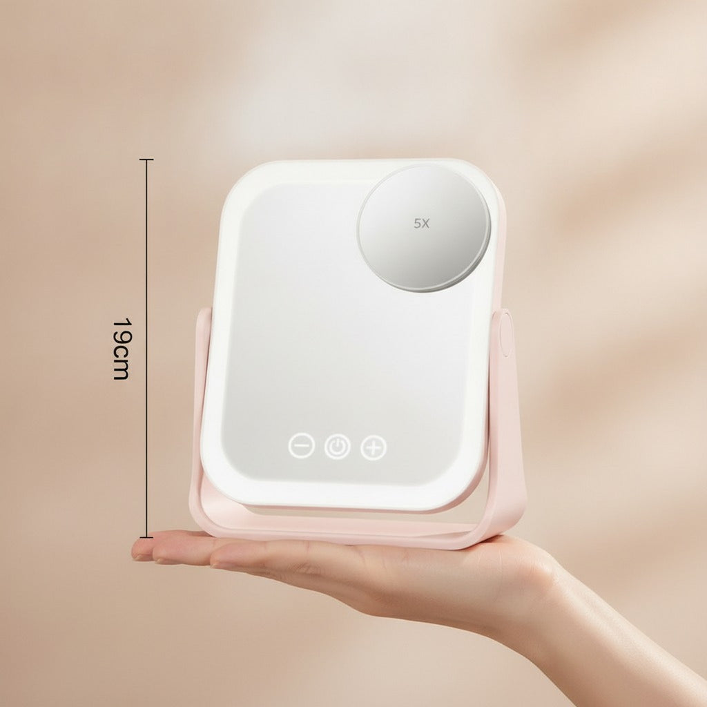 Rechargeable LED Lighted Makeup Mirror with 5X Magnifier – Korean beauty tool (view 6)