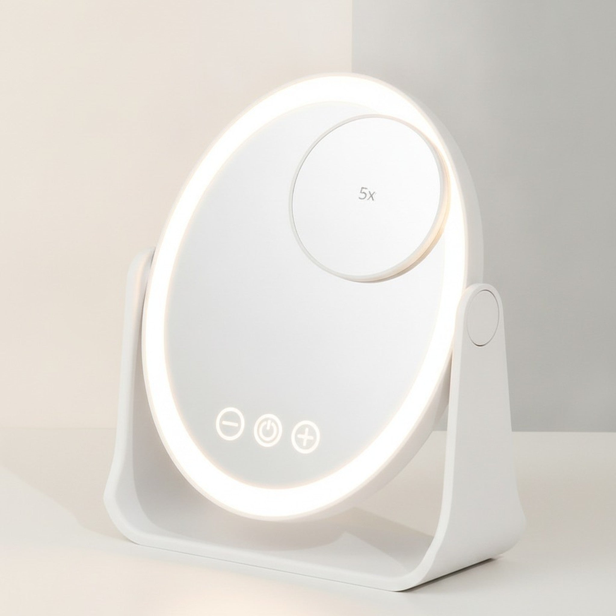 Rechargeable LED Lighted Makeup Mirror with 5X Magnifier – Korean beauty tool (view 4)