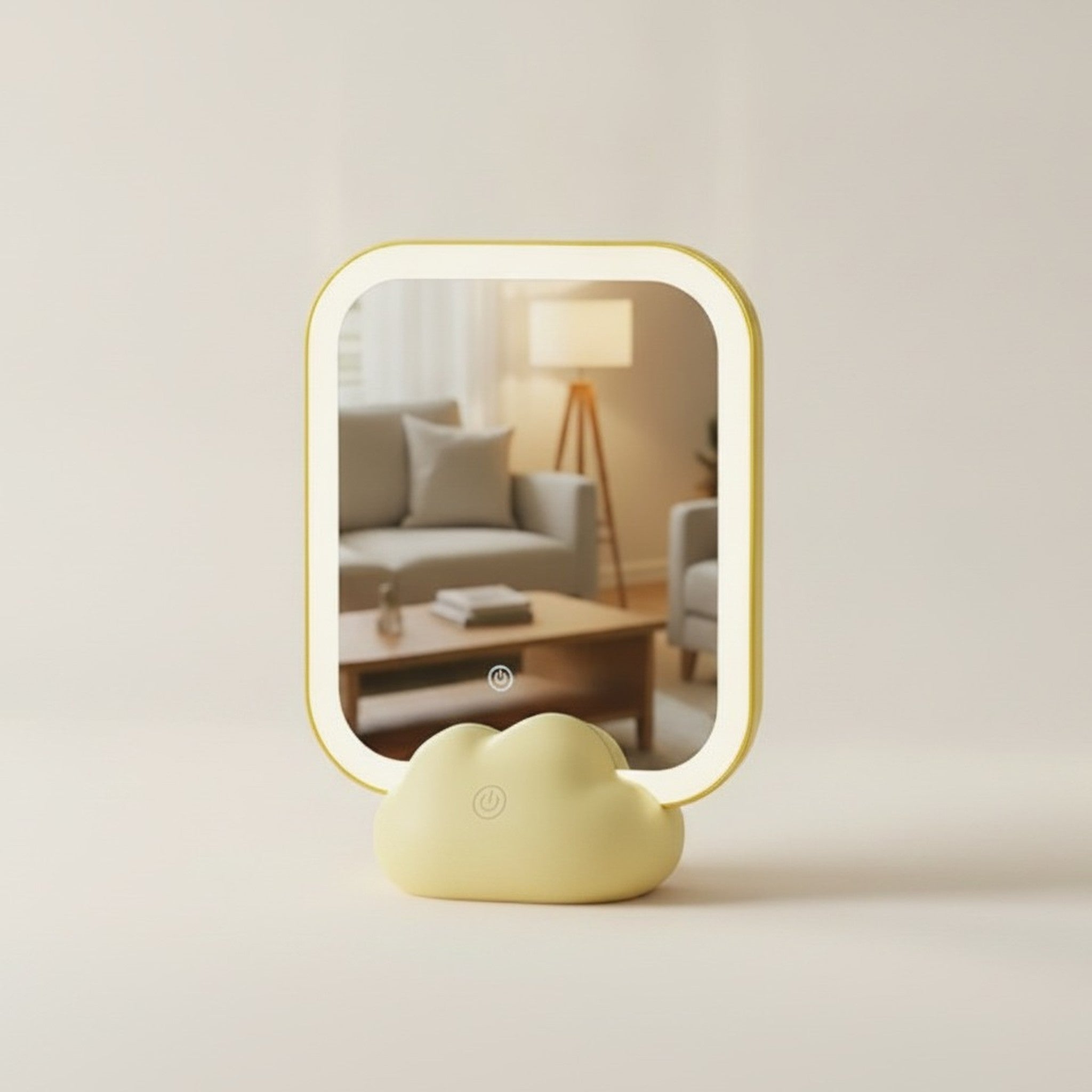 Cute Yellow Cloud LED Portable Vanity Mirror