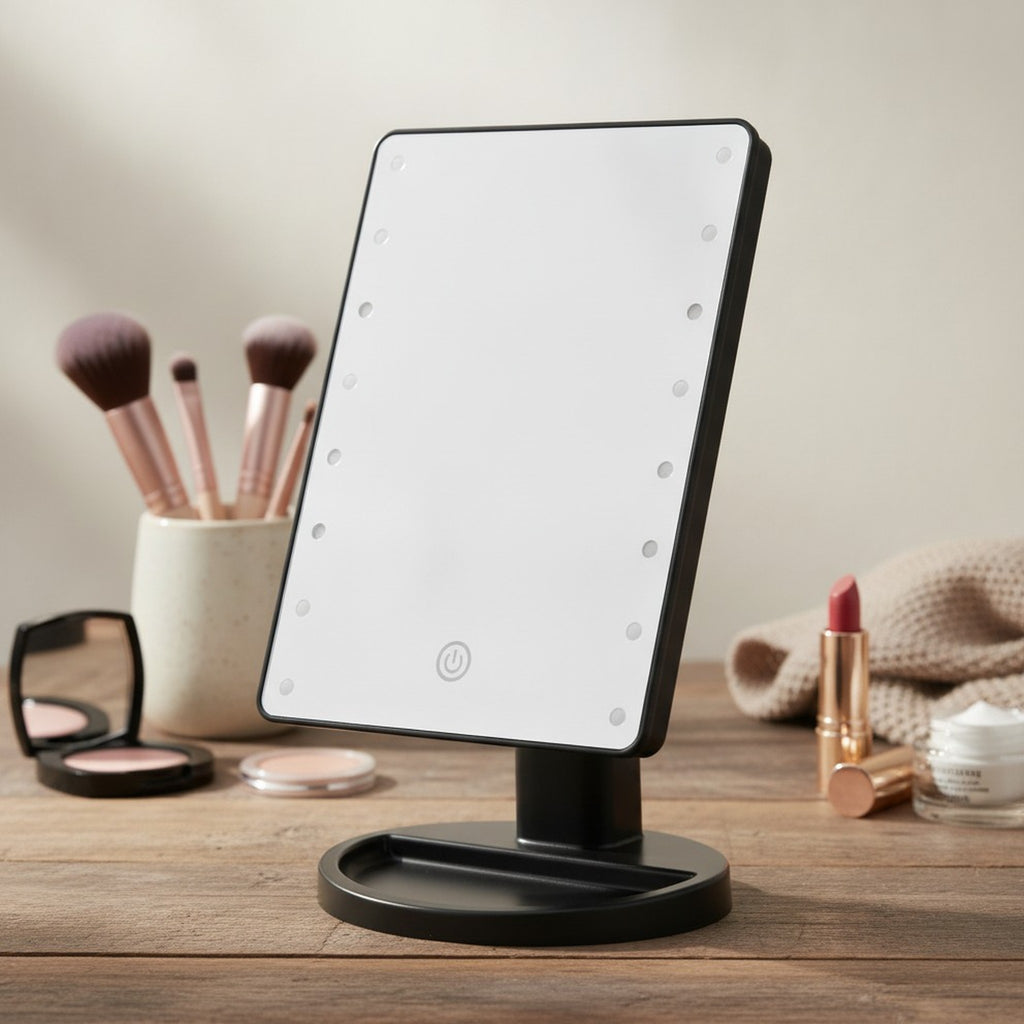 Small LED Desktop Makeup Mirror – Korean beauty tool (view 2)
