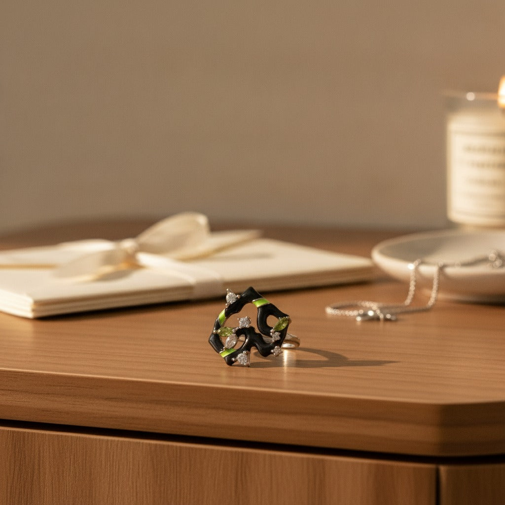 Abstract Enamel Statement Ring – jewelry (view 2)