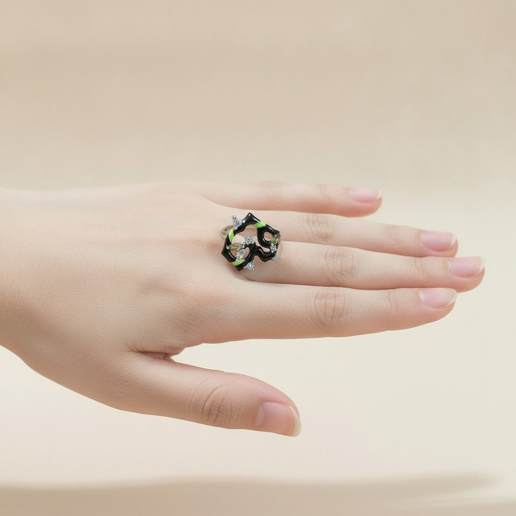 Abstract Enamel Statement Ring – jewelry (view 3)