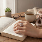 Elegant Crescent Moon Star Ring – jewelry (view 2)