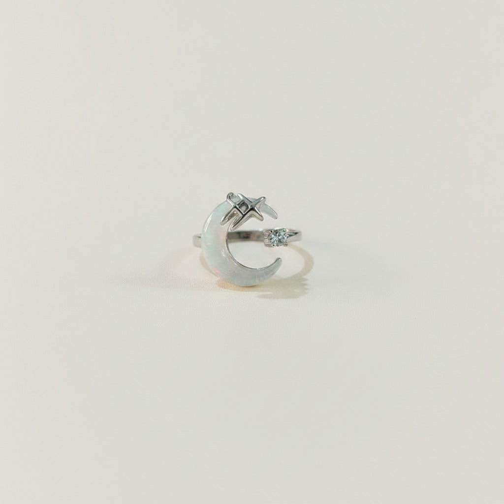 Elegant Crescent Moon Star Ring – jewelry (view 1)