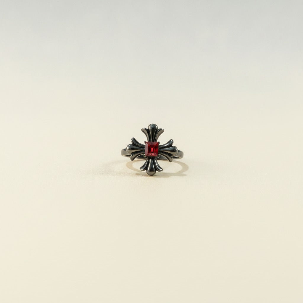 Gothic Cross Gemstone Ring – jewelry (view 1)