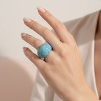 Turquoise Carved Stone Band Ring
