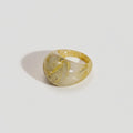 Marble Swirl Dome Ring Gold Accents