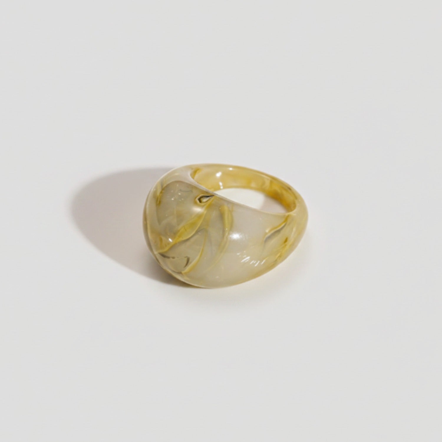 Marble Swirl Dome Ring Gold Accents