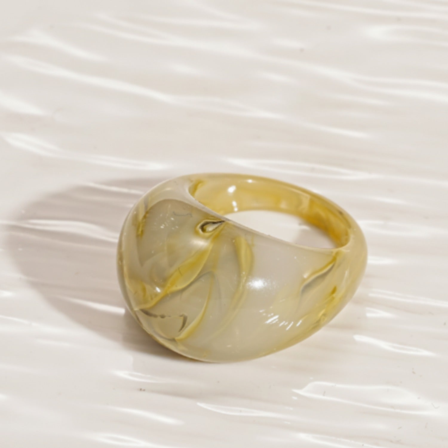 Marble Swirl Dome Ring Gold Accents