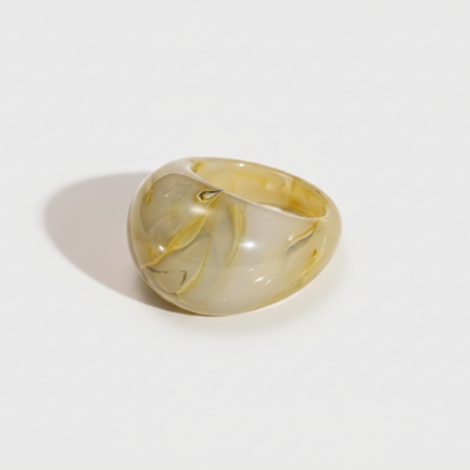 Marble Swirl Dome Ring Gold Accents