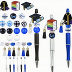 Customizable Charm Pen Set - Graduation Blue