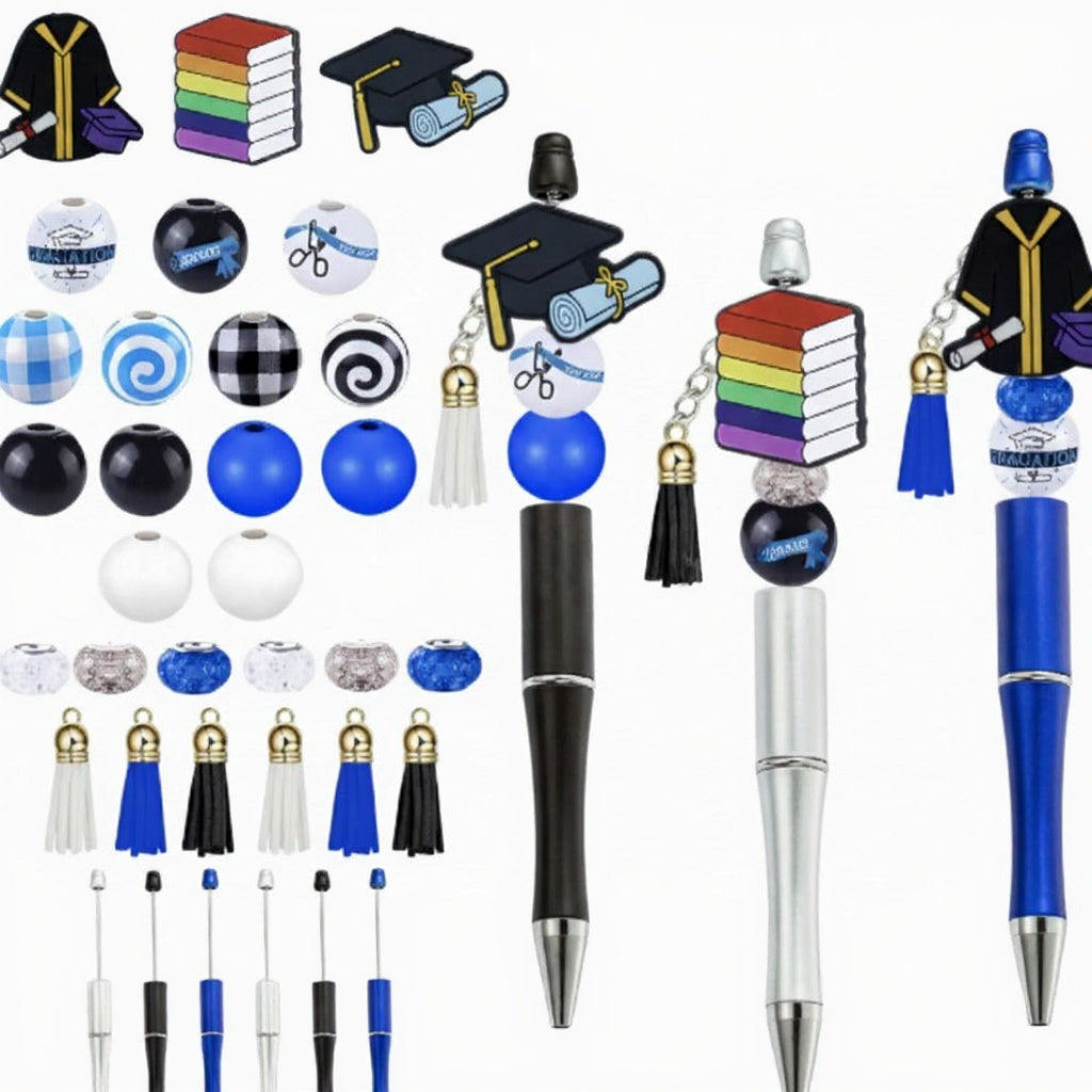 Customizable Charm Pen Set - Graduation Blue