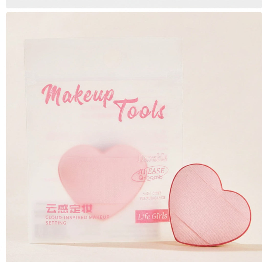 Pink Heart-Shaped Makeup Sponge Puff Tool
