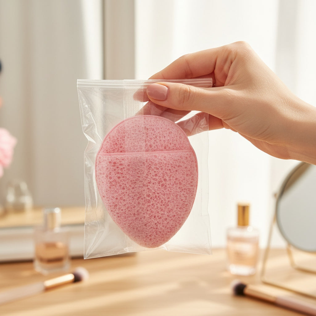 Pink Oval Textured Makeup Sponge Puff